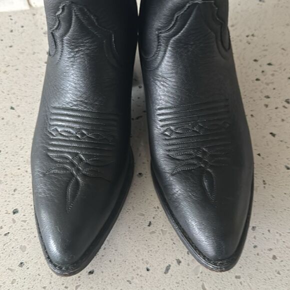 LARRY MAHAN Women’s 6.5B Black Leather Cowgirl Western Boots Handcrafted in USA - Picture 12 of 16
